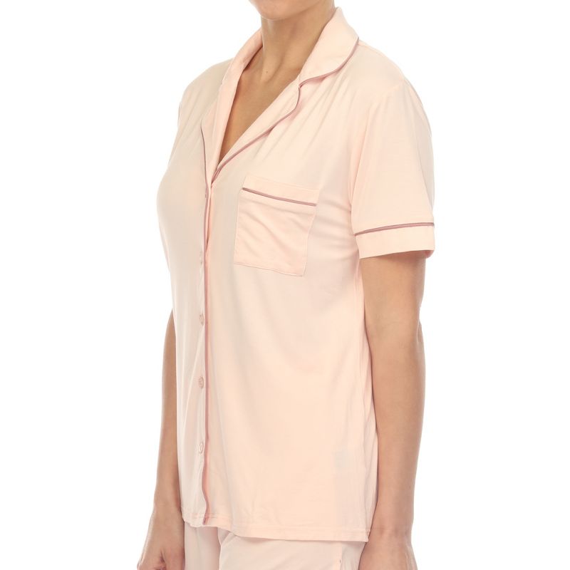 White Mark Women's Short Sleeve Viscose from Bamboo Pajama Set, 4 of 6