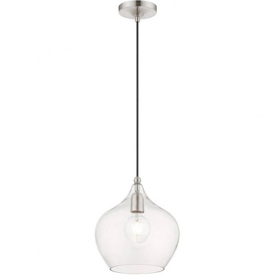 Aldrich Brushed Nickel Clear Glass Indoor/Outdoor Pendant Light