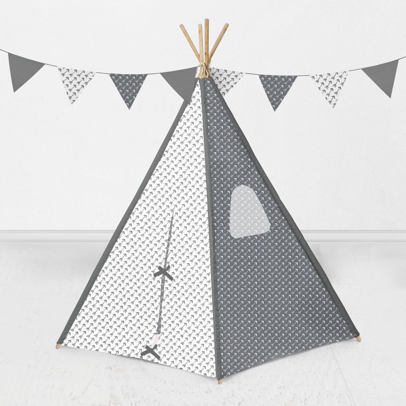 Bacati - Arrows Gray Play Tent for Kids/Toddlers, 100% Cotton Percale Fabric Cover , 3 of 10