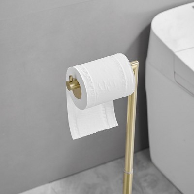 Brushed Gold Freestanding Stainless Steel Toilet Paper Holder