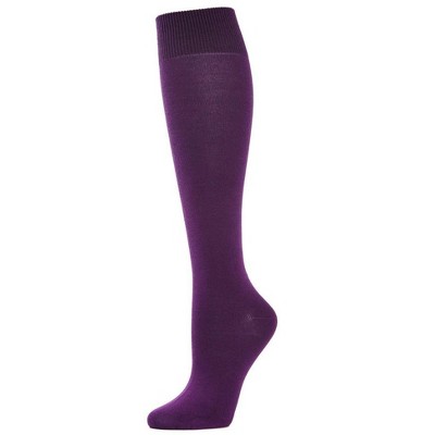 Memoi Women's Natural Bamboo Blend Solid Knit Knee High Socks