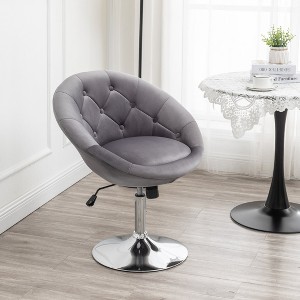 Roundhill Furniture Noas Velvet Upholstered Tufted Back Swivel Accent Chair, Gray - 1 of 4