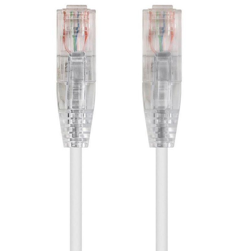 Monoprice Cat6 Ethernet Patch Cable - 20 feet - White | Snagless RJ45 Stranded 550MHz UTP CMR Riser Rated Pure Bare Copper Wire 28AWG - SlimRun Series, 1 of 6