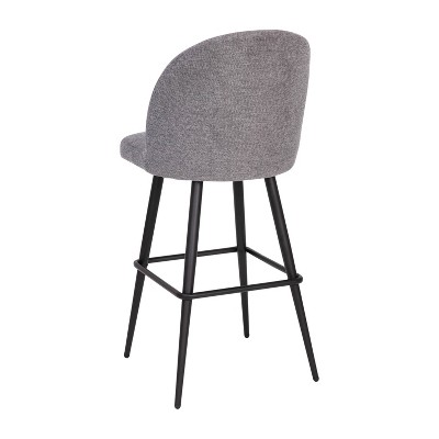 Gray Faux Leather and Metal Bar Stools, Set of 2