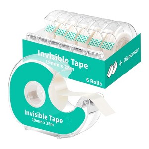 Itopfox Invisible Clear Tape Bulk with Dispenser, 6 Pack Transparent Tapes Frosted Writable for School Home Office Supplies, Gift Wrapping, Art Craft - 1 of 4