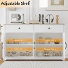 56" Farmhouse Buffet Cabinet - Storage Sideboard with Drawers, Adjustable Shelf & Barn Doors,White - 3 of 4