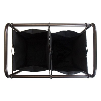 Bronze Metal Frame Laundry Sorter with Black Removable Bags