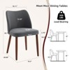 Set of 2 Modern Dining Chairs, Linen Upholstered, Wood Legs - 2 of 4