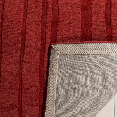 Handmade Vermillion Stripe Tufted Wool Rectangular Rug 8' x 10'