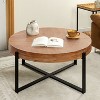 NicBex Modern Home Decor Splicing Round Coffee Table with Cross Legs Fir/Pine Wood Tabletop Center Table for Living Room - 4 of 4