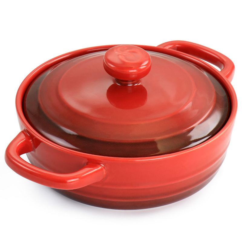 Crockpot Appleton 6 Piece 10 Ounce Stoneware Mini Casserole Set in Red with Lid, 2 of 6