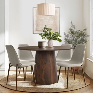 5-Piece Dining Set for 4 ,Walnut Wood 46" Round Dining Table with Armless Dining Chairs for Dining Room,Living Room-Tanpinhause - 1 of 4