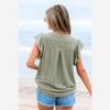 Amaryllis Women’s Textured Button Front Cap Sleeve Relaxed Fit Lightweight V-Neck Casual Blouse Flutter Detail - 4 of 4