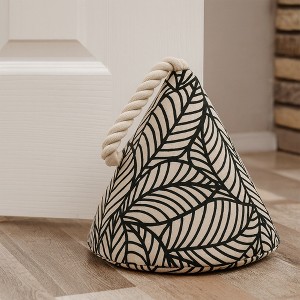 Evideco French Home Goods Jungle Print Cotton Weighted Door Stop – 2.3 lbs, Decorative & Functional with Handle, Available in White & Black - 1 of 4