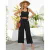 Women's Smocked Tank Top and High-Waist Lounge Pants Set Comfortable and Stylish Two-Piece Outfit - 4 of 4
