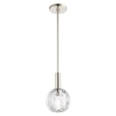 Elegant Mini Globe Pendant in Polished Nickel with Crystal Shade