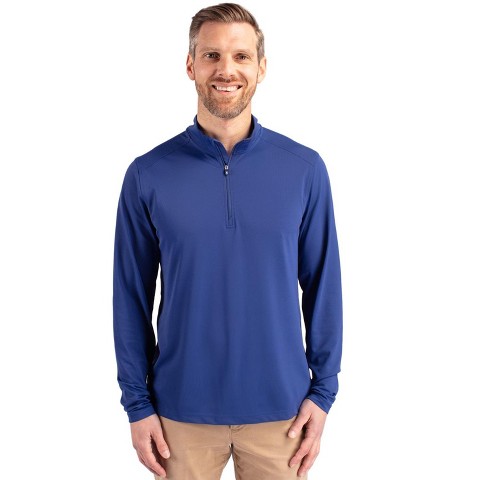 Cutter & Buck Virtue Eco Pique Recycled Quarter Zip Mens Big & Tall Pullover - Tour Blue - 3XB