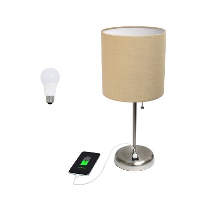 Creekwood Home Contemporary Bedside Table Lamps with USB Port