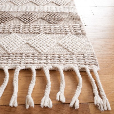 Ivory and Grey 6' x 9' Handmade Wool Flat Woven Rug