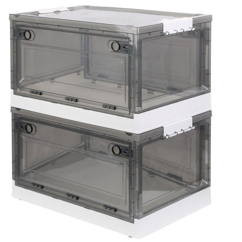 MPM 2 PACK Stackable Foldable Clear Storage Box with Lid and wheels, Organizing Boxes, Cube Box Bin Container, for Kitch, 1 of 7