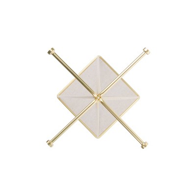 Matte Brass Steel Pyramid Jewelry Stand with Linen Base