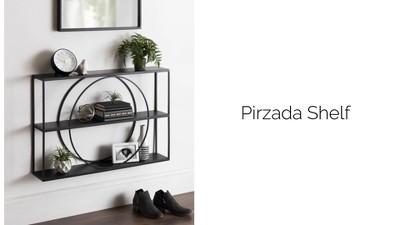 Pirzada Mid-Century Modern Black Wood Floating Wall Shelf