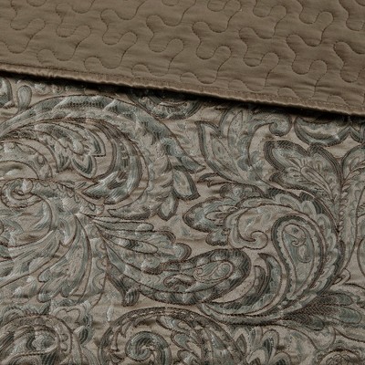 King Blue Reversible Jacquard Bedspread Set with Decorative Pillows