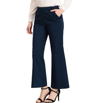 Allegra K Women's Bell Bottom Long High Waist Elegant Work Trousers