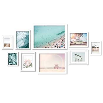 Americanflat Landscape (Set Of 9) Coastal Beach Views Framed Matted Gallery Wall Art Set