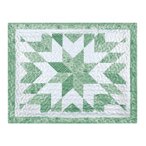 Collections Etc Oversized Classic Star Patchwork Floral Border Pillow Sham - 1 of 3