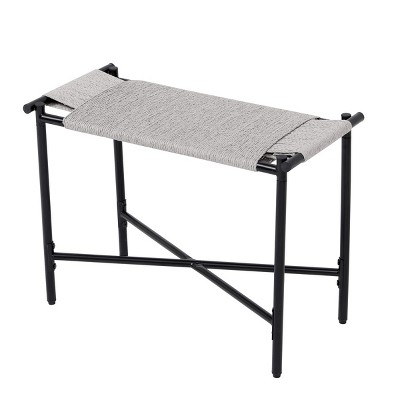 FURNIinspire Ottomans and Benches Handwoven Paper Rope Ottoman with Metal Frame Design for Contemporary Living Spaces, Gray, 24.41"*12.2"*4.13"