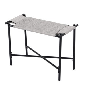 FURNIinspire Ottomans and Benches Handwoven Paper Rope Ottoman with Metal Frame Design for Contemporary Living Spaces, Gray, 24.41"*12.2"*4.13" - 1 of 4