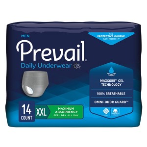 Prevail Daily Underwear Disposable Underwear Male Pull On with Tear Away Seams 2X-Large, PUM-517, Maximum, 56 Ct - 1 of 3