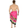 LA LEELA Men's Cover Up Hawaiian Summer Long Swim Trunk Swimwear for Men Vacation Beach Holidays Beachwear Pareo One Size Pink, Floral - 2 of 3