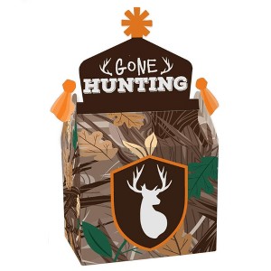 Big Dot of Happiness Gone Hunting - Treat Box Party Favors - Deer Hunting Camo Baby Shower or Birthday Party Goodie Gable Boxes - Set of 12 - 1 of 4