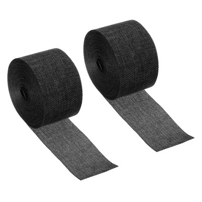 Unique Bargains DIY Crafts Decoration Soft Burlap Fabric Wired Ribbon 2 Pcs