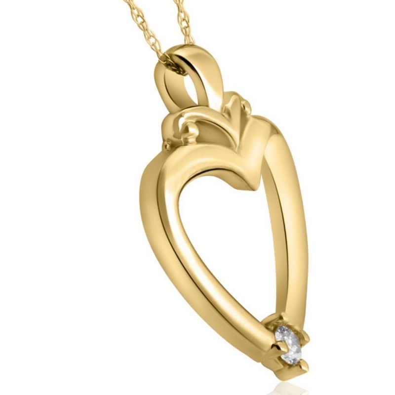 Pompeii3 Solitaire Diamond Heart Pendant in White, Rose or Yellow Gold 1" Tall, 2 of 4