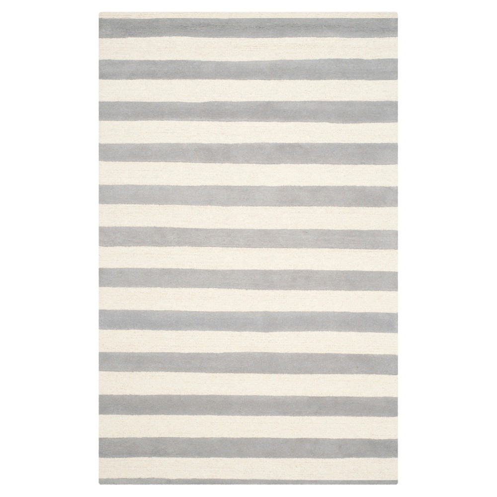 4'x6' Stripe Area Rug Gray/Ivory - Safavieh