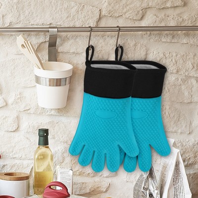 2 Pairs Silicone Pot Holders, Heat Resistant Rubber Oven Mitts