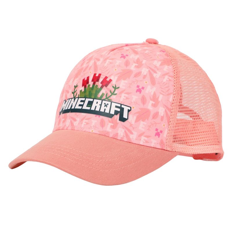 Minecraft Roses Youth Girl's Pink Mesh Back Baseball Cap, 3 of 6