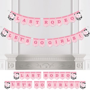 Big Dot of Happiness Last Rodeo - Pink Cowgirl Bachelorette Party Bunting Banner - Party Decorations - Last Rodeo Let's Go Girls - 1 of 4