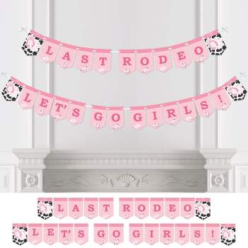 Big Dot of Happiness Last Rodeo - Pink Cowgirl Bachelorette Party Bunting Banner - Party Decorations - Last Rodeo Let's Go Girls