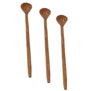 Slickblue Handmade Olive Wood Spoons - Set of 3, 8.5 to 9 Inches Long, Perfect for Stirring Iced Tea or Cocktails - 1 of 4
