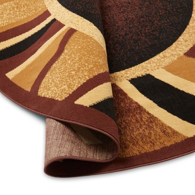 Premium Rizzy Round Brown and Beige Synthetic Area Rug