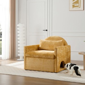 Modern Chenille Lounge Chair with Cat Hideaway and Washable Covers, Single Accent Chair for Living Room or Bedroom Use-Koiai - 1 of 4