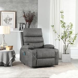 KTMBDW PU Leather Electric Power Lift Chair, Recliner Massage Chair, 8 point Vibration Massage and Lumber Heat, Cupholders - 1 of 4