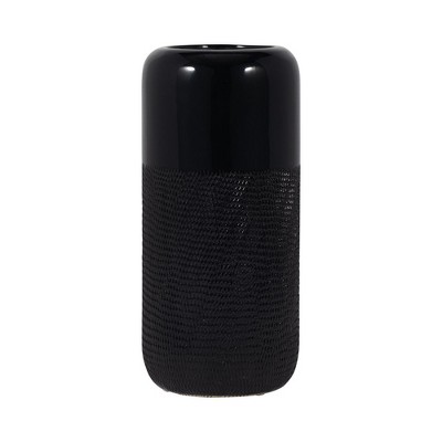 Sagebrook Home Ceramic Vase Contemporary Grooved Design Decorative Table Accent