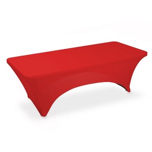 Lann's Linens Fitted Tablecloths for Rectangular Tables - Wedding, Banquet, Trade Show Polyester Cloth Fabric Cover - 1 of 3
