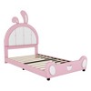 NicBex Twin Upholstered Bed Frame with Headboard,Platform Bed With Bunny Ear Shape Headboard for Girls,No Box Spring Needed,Easy Assembly,Pink+White - 4 of 4