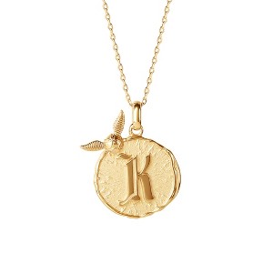 Harry Potter Wizarding World Golden Snitch Initial K Gold Plated Pendant Necklace, 18" - 1 of 4